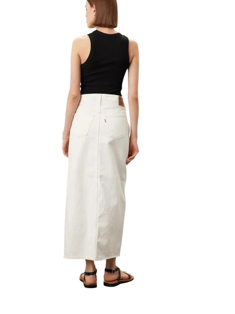 Levi’s- Ankle Colomn Skirt White High-Slit Maxi Skirt Size 29